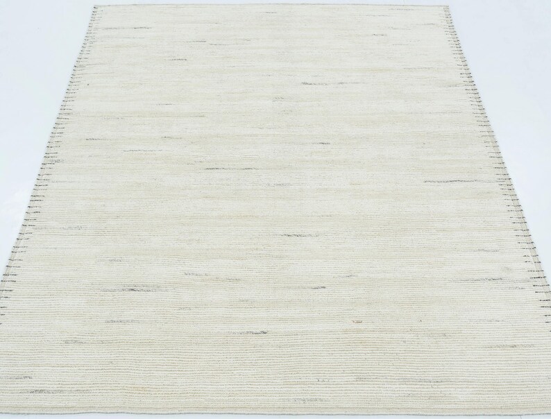 Alfombra de lana Warm Grain Acorn Ivory, tejido tribal texturizado anudado a mano, alfombra de área color crema marfil 8x10 imagen 3
