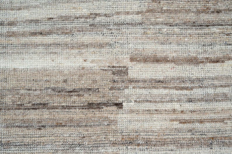 Tapis en laine à poils longs couleur taupe corail, noué à la main, à poils longs et courts, tapis grège taupe 8x10 image 3