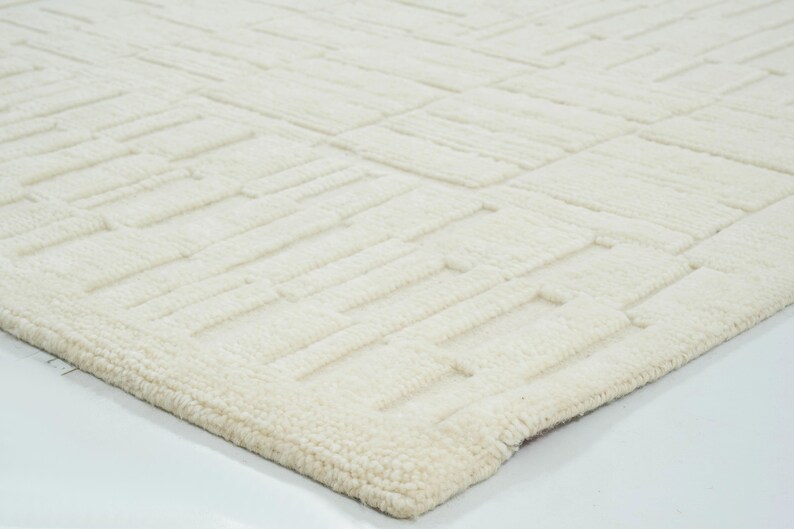 Alfombra Quiet Weave de lana color canela marfil, anudada a mano con textura sutil tono sobre tono, alfombra de área color crema marfil de 8x10 imagen 6
