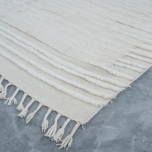 Warm Grain Cardamom Ivory wollen vloerkleed, handgeknoopt met een gestructureerd tribaal weefsel, ivoorkleurig crèmekleurig vloerkleed 8x10 afbeelding 7