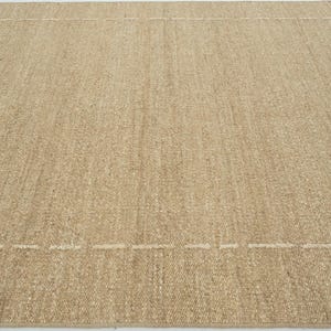 Geweven Ridge Azuriet Camel wollen vloerkleed, handgeweven ribbels met richtingspatroon, warm camelkleurig vloerkleed 8x10 afbeelding 8