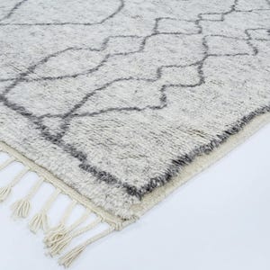 Hoogpolig wollen vloerkleed Bloom Storm, handgeknoopt, pluche, hoog-laagpolig, antracietblauw, vloerkleed 8x10 afbeelding 7