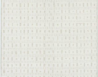Deep Pile Bluff Ivory Wool Rug, Hand-Knotted Plush High-Low Pile, Ivory Cream Area Rug 8x10