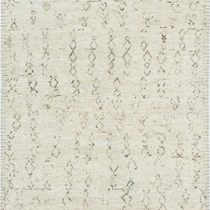 Tapis Warm Grain Candle en laine ivoire, tissage tribal texturé noué à la main, tapis crème ivoire 8x10 image 1