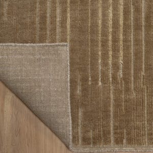 Still Water Beacon Wheat Wool Rug, Hand-Knotted Striated Sheen, Warm Gold Camel Area Rug 8x10 image 3