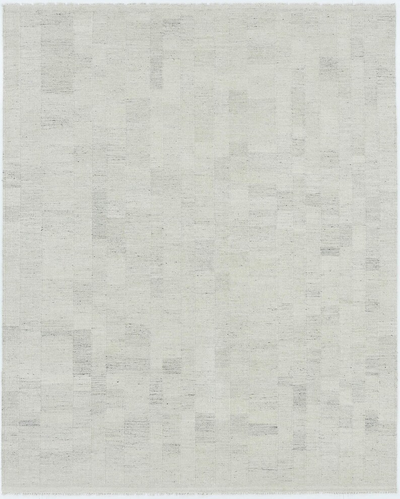 Alfombra de lana Soft Ground Dell Taupe, tejida a mano con pelo corto y tejido plano, alfombra de área Greige Taupe de 8x10 imagen 2