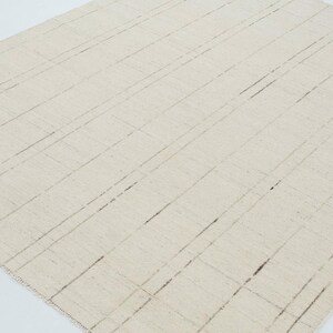 Dywan wełniany Woven Ridge Arbor Ivory, tkany ręcznie, prążkowany, splot kierunkowy, kremowo-kość słoniowa, 8x10 zdjęcie 4