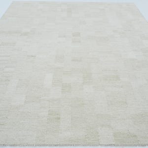 Tapete Soft Ground Dill Cream em lã, tecido à mão com trama plana de pelo baixo, tapete creme 8x10 imagem 4