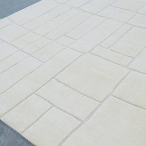 Quiet Weave Bramble Ivory Wool Rug, Hand-Knotted Tone-on-Tone Subtle Texture, Ivory Cream Area Rug 8x10 image 4