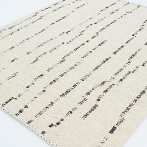 Warm Grain Belfry Cream Wool Rug, Hand-Woven Textured Tribal Weave, Cream Area Rug 8x10 image 6
