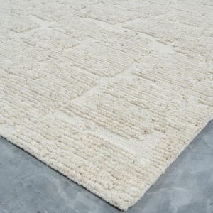 Still Water Canyon Cream Wool Rug, Hand-Knotted Tonal Washed Pattern, Cream Area Rug 8x10 image 7