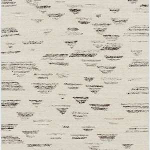 Varmkornig berylkrämfärgad ullmatta, handvävd texturerad tribalväv, krämfärgad matta 8x10 bild 1