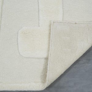 Tystvävd citrin elfenbensfärgad ullmatta, handknuten ton-i-ton subtil textur, elfenbenskrämfärgad matta 8x10 bild 5