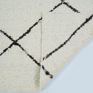 Tapis Warm Grain Cress en laine ivoire, tissé à la main, motif tribal texturé, tapis crème ivoire 8x10 image 6