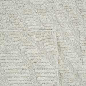 Still Water Burnish Ivory Wool Rug, Hand-Knotted Tonal Washed Pattern, Ivory Cream Area Rug 8x10 image 4