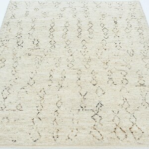 Tapis Warm Grain Candle en laine ivoire, tissage tribal texturé noué à la main, tapis crème ivoire 8x10 image 3