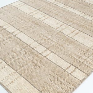 Tapete de lã creme com textura de cobre e grãos quentes, tecido tribal texturizado feito à mão, tapete creme 8x10 imagem 6