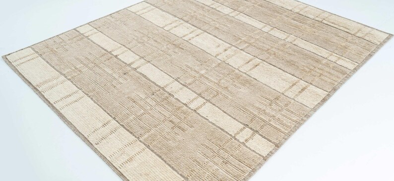 Tapete de lã creme com textura de cobre e grãos quentes, tecido tribal texturizado feito à mão, tapete creme 8x10 imagem 6