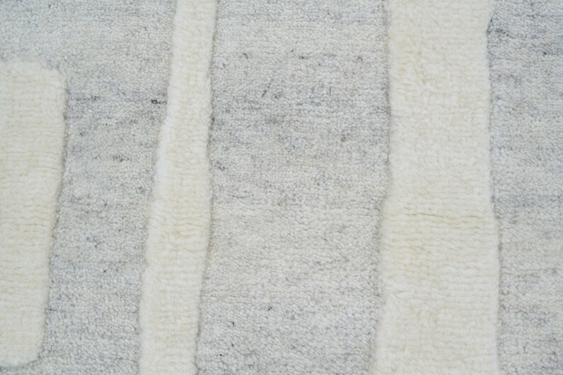 Warm Grain Cleary Ivory wollen vloerkleed, handgeknoopt met een gestructureerd tribaal weefsel, ivoorkleurig crèmekleurig vloerkleed 8x10 afbeelding 4