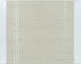 Woven Ridge Arch Ivory Wool Rug, Hand-Woven Ribbed Directional Weave, Ivory Cream Area Rug 8x10