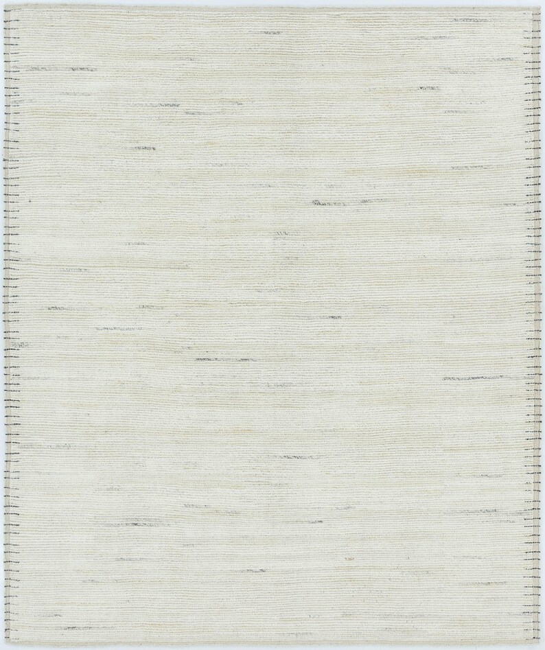 Alfombra de lana Warm Grain Acorn Ivory, tejido tribal texturizado anudado a mano, alfombra de área color crema marfil 8x10 imagen 2