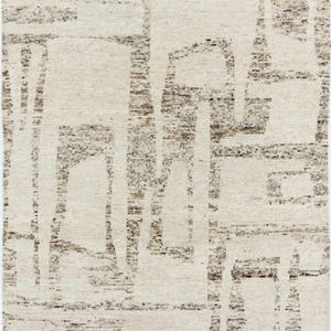 Warm Grain Bench Ivory wollen vloerkleed, handgeknoopt, gestructureerd tribaal weefsel, ivoorkleurig crèmekleurig vloerkleed 8x10 afbeelding 1
