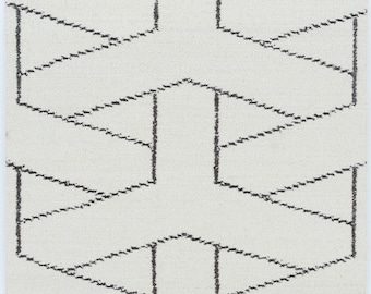 Warm Grain Cloud Ivory Wollteppich, handgewebt mit strukturierter Tribal-Webart, elfenbeinfarbener Teppich 8x10