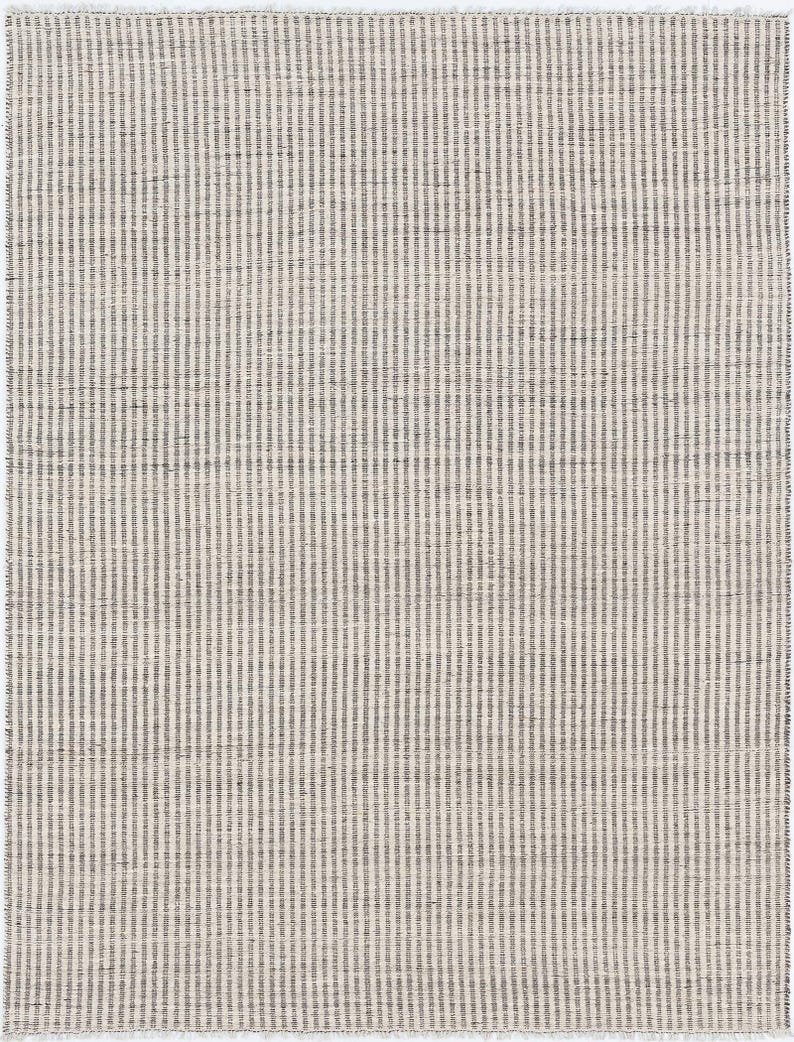 Woven Ridge Clove Cream Wool Rug, Hand-Woven Ribbed Directional Weave, Cream Area Rug 8x10 image 2