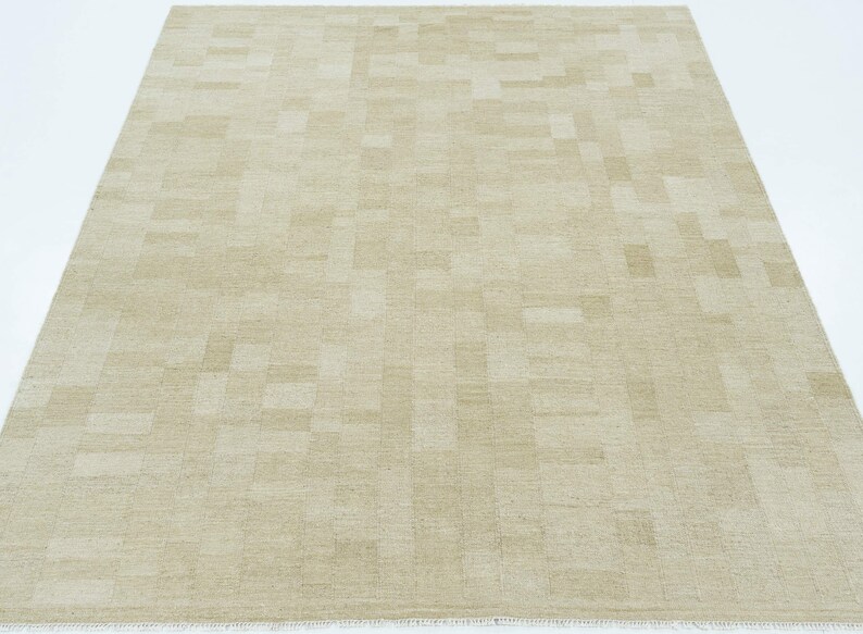 Tappeto in lana Soft Ground Dawn Honey, tessuto a mano a pelo corto, con trama piatta, caldo colore miele, 8x10 immagine 3