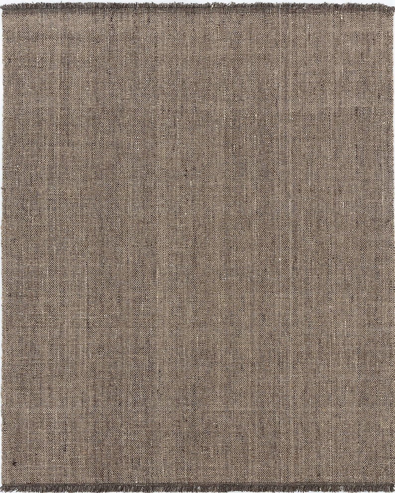 Woven Ridge Cupola Honey wollen vloerkleed, handgeweven ribbelweefsel met richtingspatroon, warm honingkleurig vloerkleed 8x10 afbeelding 1
