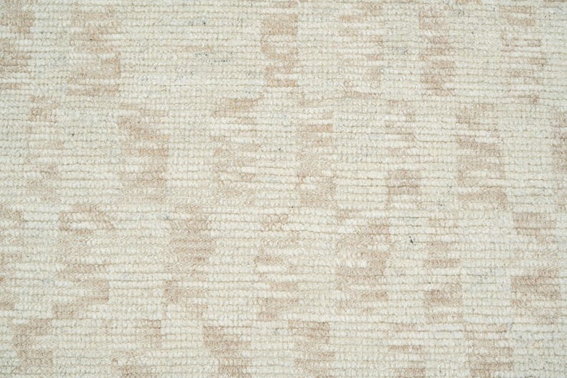 Warm Grain Billow Ivory Wool Rug, Hand-Knotted Textured Tribal Weave, Ivory Cream Area Rug 8x10 image 4