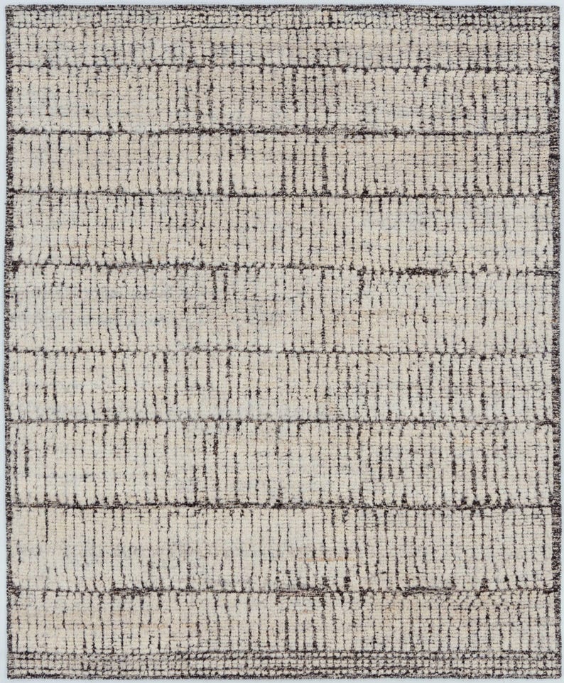 Still Water Coast crèmekleurig wollen vloerkleed, handgeknoopt met tonale, gewassen patronen, crèmekleurig vloerkleed 8x10 afbeelding 2