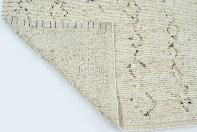 Tapis Warm Grain Candle en laine ivoire, tissage tribal texturé noué à la main, tapis crème ivoire 8x10 image 2