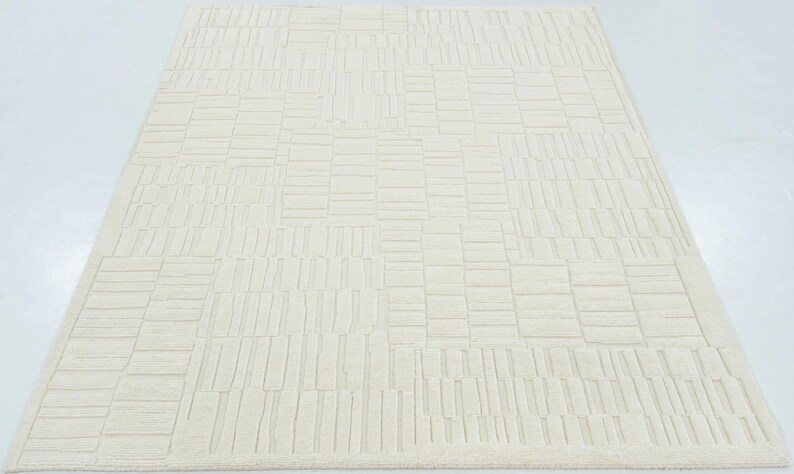 Alfombra Quiet Weave de lana color canela marfil, anudada a mano con textura sutil tono sobre tono, alfombra de área color crema marfil de 8x10 imagen 2