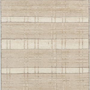 Tapete de lã creme com textura de cobre e grãos quentes, tecido tribal texturizado feito à mão, tapete creme 8x10 imagem 2
