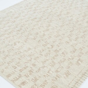 Warm Grain Billow Ivory Wool Rug, Hand-Knotted Textured Tribal Weave, Ivory Cream Area Rug 8x10 image 6