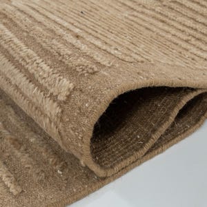 Deep Pile Crest Camel Wool Rug, Hand-Knotted Plush High-Low Pile, Warm Camel Area Rug 8x10 image 8