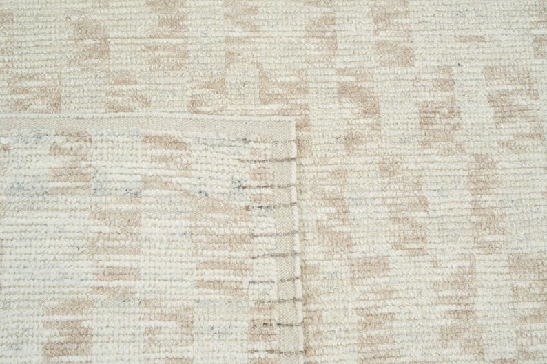 Warm Grain Billow Ivory Wool Rug, Hand-Knotted Textured Tribal Weave, Ivory Cream Area Rug 8x10 image 3