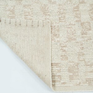 Warm Grain Billow Ivory Wool Rug, Hand-Knotted Textured Tribal Weave, Ivory Cream Area Rug 8x10 image 5