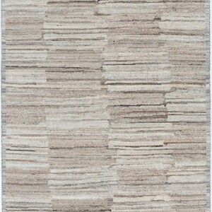 Tapis en laine à poils longs couleur taupe corail, noué à la main, à poils longs et courts, tapis grège taupe 8x10 image 2