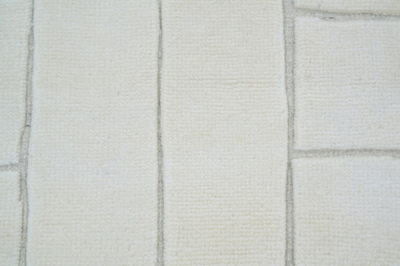 Quiet Weave Bramble Ivory Wool Rug, Hand-Knotted Tone-on-Tone Subtle Texture, Ivory Cream Area Rug 8x10 image 3