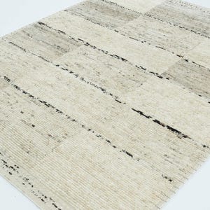 Warm Grain Boulder Cream wollen vloerkleed, handgeknoopt met een gestructureerd tribaal weefsel, crèmekleurig vloerkleed 8x10 afbeelding 1