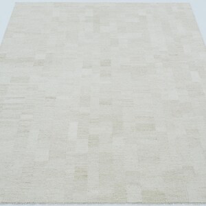 Tapete Soft Ground Dill Cream em lã, tecido à mão com trama plana de pelo baixo, tapete creme 8x10 imagem 3