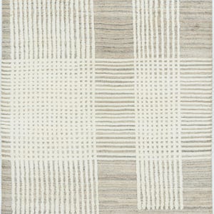 Warm Grain Bog Ivory Wollteppich, handgeknüpft, strukturiertes Tribal-Webmuster, elfenbeinfarbener Teppich (8x10) Bild 1