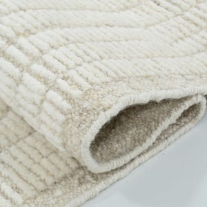 Hoogpolig wollen vloerkleed in de kleur Briar Ivory, handgeknoopt, pluche, hoog-laagpolig, ivoorkleurig crèmekleurig vloerkleed 8x10 afbeelding 1