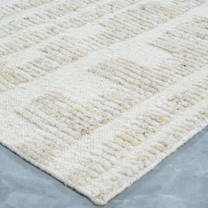 Still Water Calm Ivory wollen vloerkleed, handgeknoopt met tonale, gewassen patronen, ivoorkleurig crèmekleurig vloerkleed 8x10 afbeelding 1