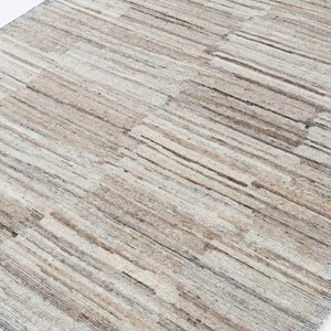 Tapis en laine à poils longs couleur taupe corail, noué à la main, à poils longs et courts, tapis grège taupe 8x10 image 5
