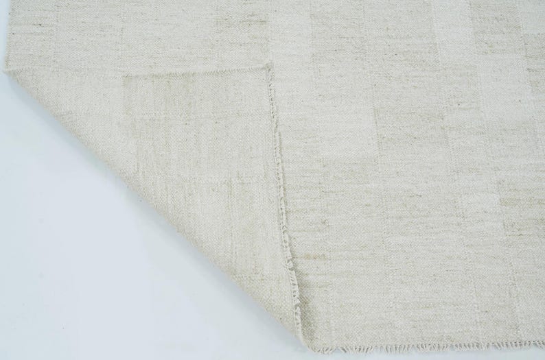Tapete Soft Ground Dill Cream em lã, tecido à mão com trama plana de pelo baixo, tapete creme 8x10 imagem 6