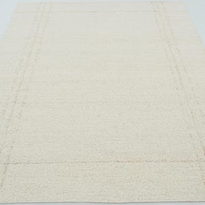 Woven Ridge Ash Ivory Wool Rug, Hand-Woven Ribbed Directional Weave, Ivory Cream Area Rug 8x10 image 3