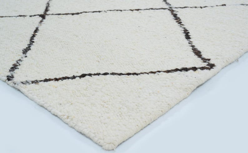Tapis Warm Grain Cress en laine ivoire, tissé à la main, motif tribal texturé, tapis crème ivoire 8x10 image 7